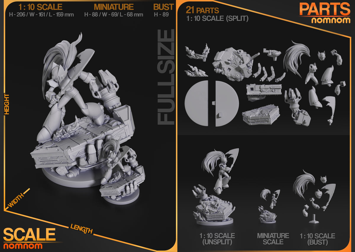 Parts breakdown image showing individual components and assembly layout for Nullblade figure.