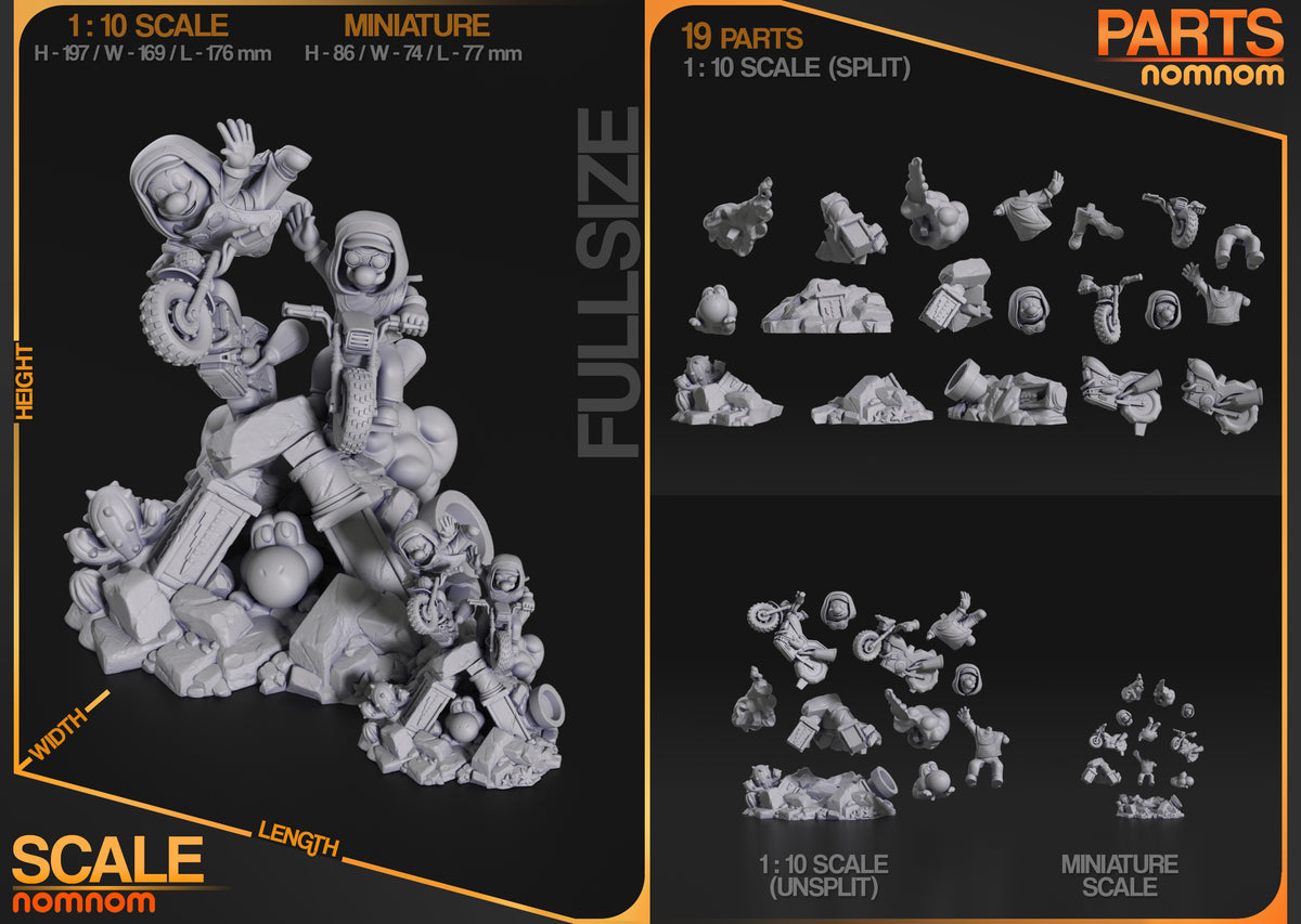 Unpainted resin figure parts for Crimson Jumper from Super Mario are shown in rows.