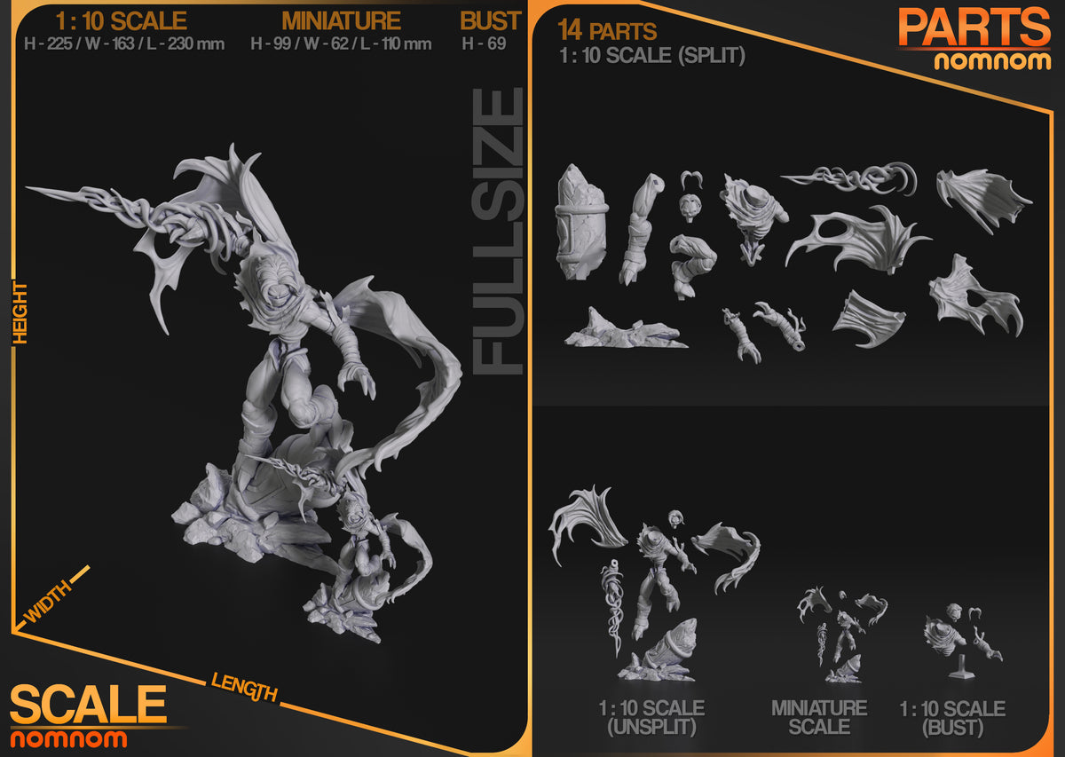 Parts breakdown image showing individual components and assembly layout for Raziel figure.