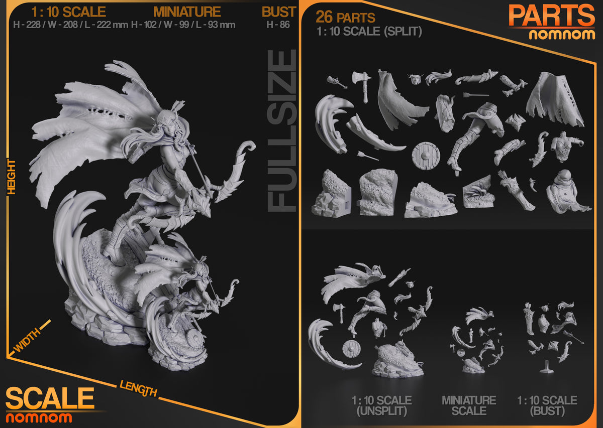 Parts breakdown image showing individual components and assembly layout for Aloria Windrider figure.