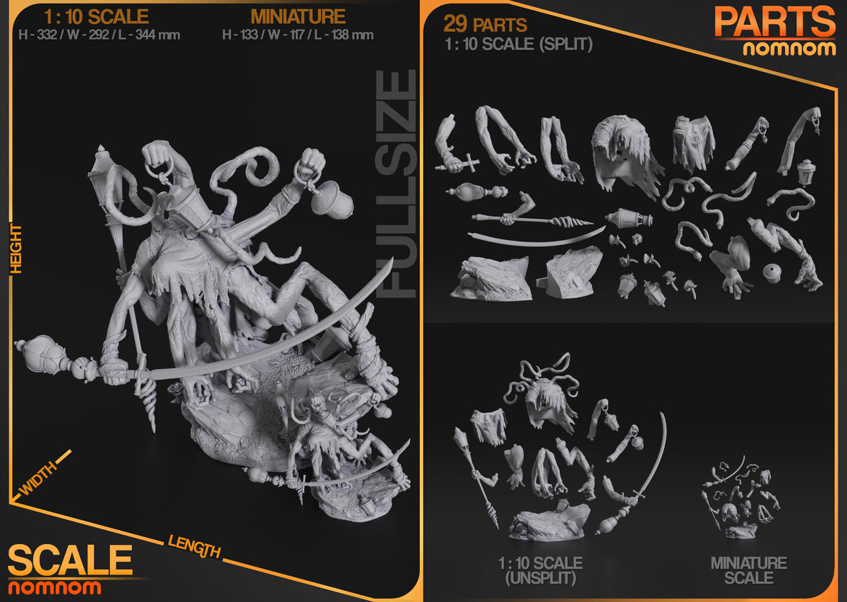 Lamp Master from Expedition 33 shows unpainted resin figure parts and bases arranged in rows.