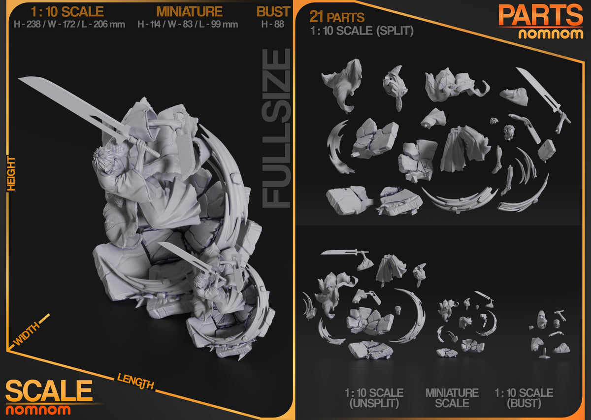 Parts breakdown image showing individual components and assembly layout for Soul Reaper Hero figure.