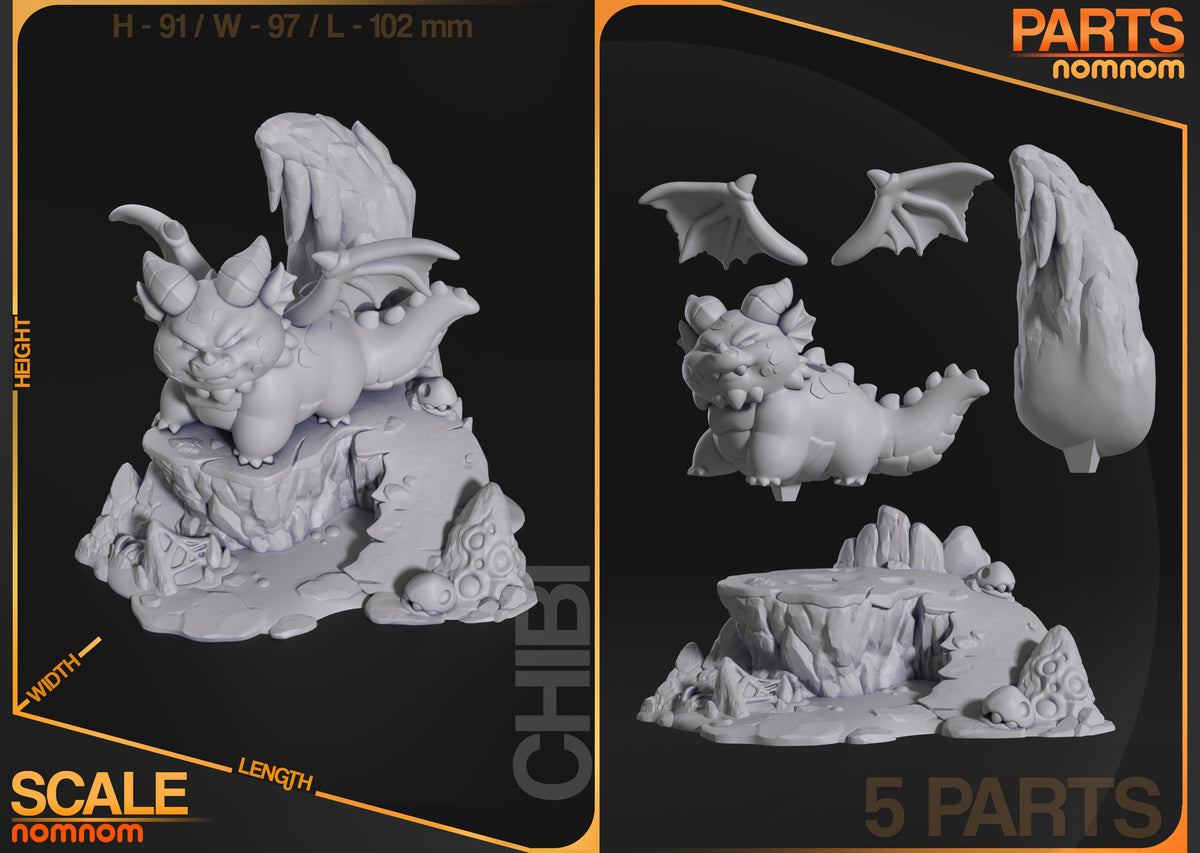 Parts breakdown image showing individual components and assembly layout for Fire Wyrm figure.