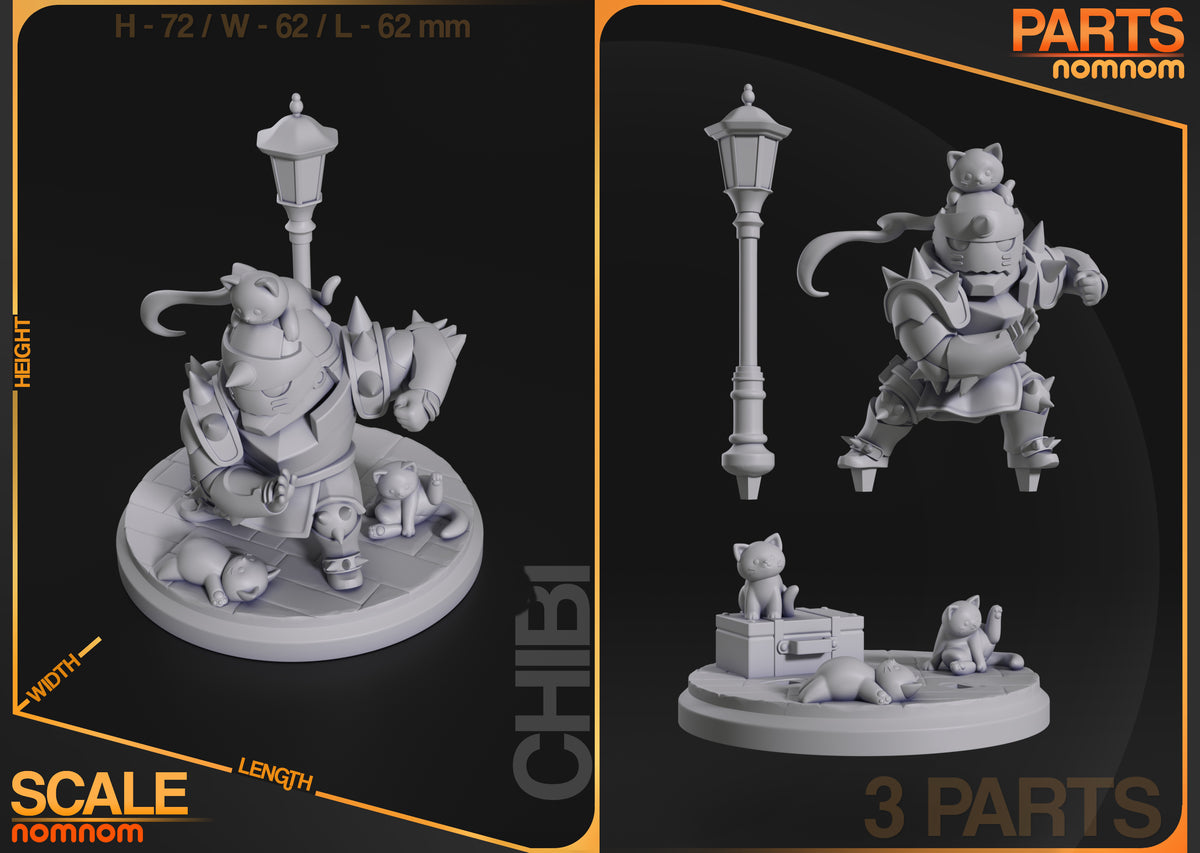Parts breakdown image showing individual components and assembly layout for Alfonz Ironheart figure.