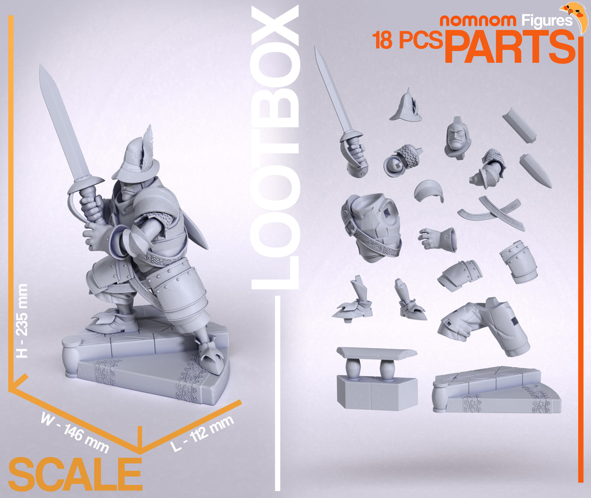Parts breakdown image showing individual components and assembly layout for Steiner figure.