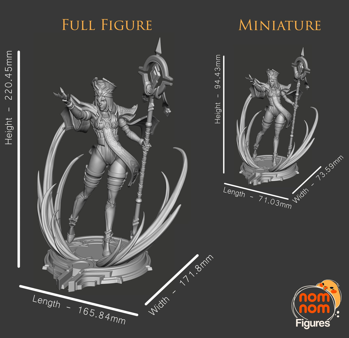 Inquisitor Whitemane from World of Warcraft is an unpainted resin figure shown standing with a staff on a sculpted base.