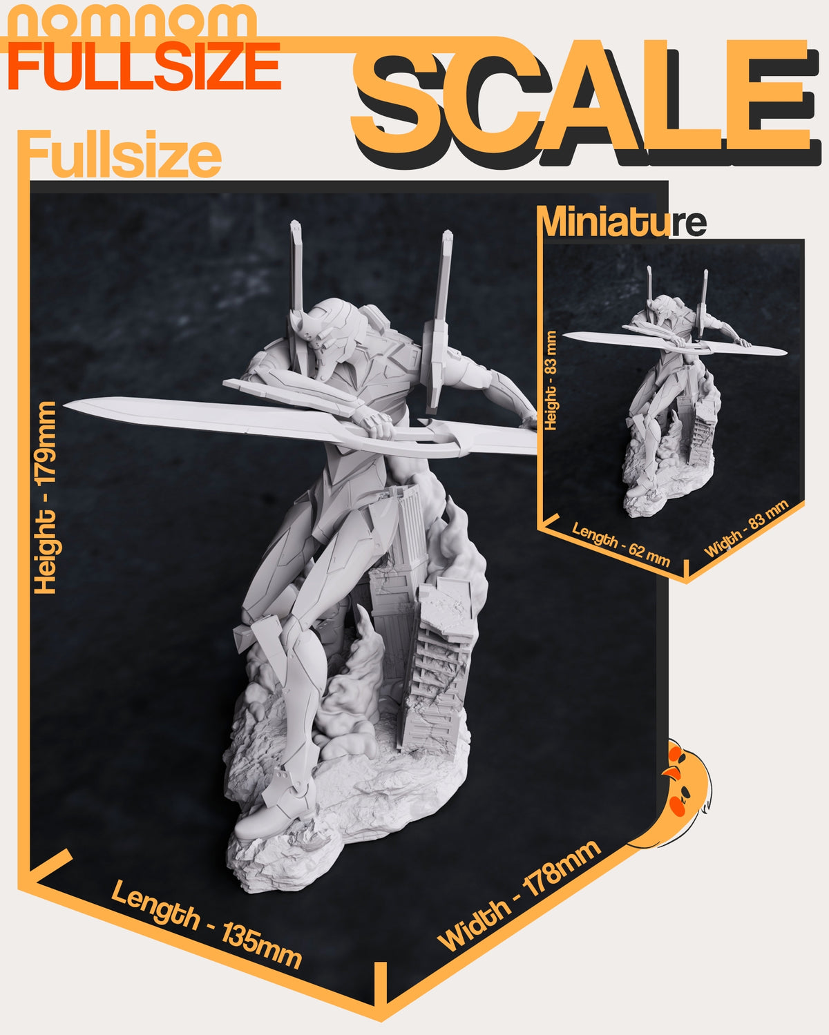 Size comparison image showing height and scale reference for Eon-02 Valkyrie figure.