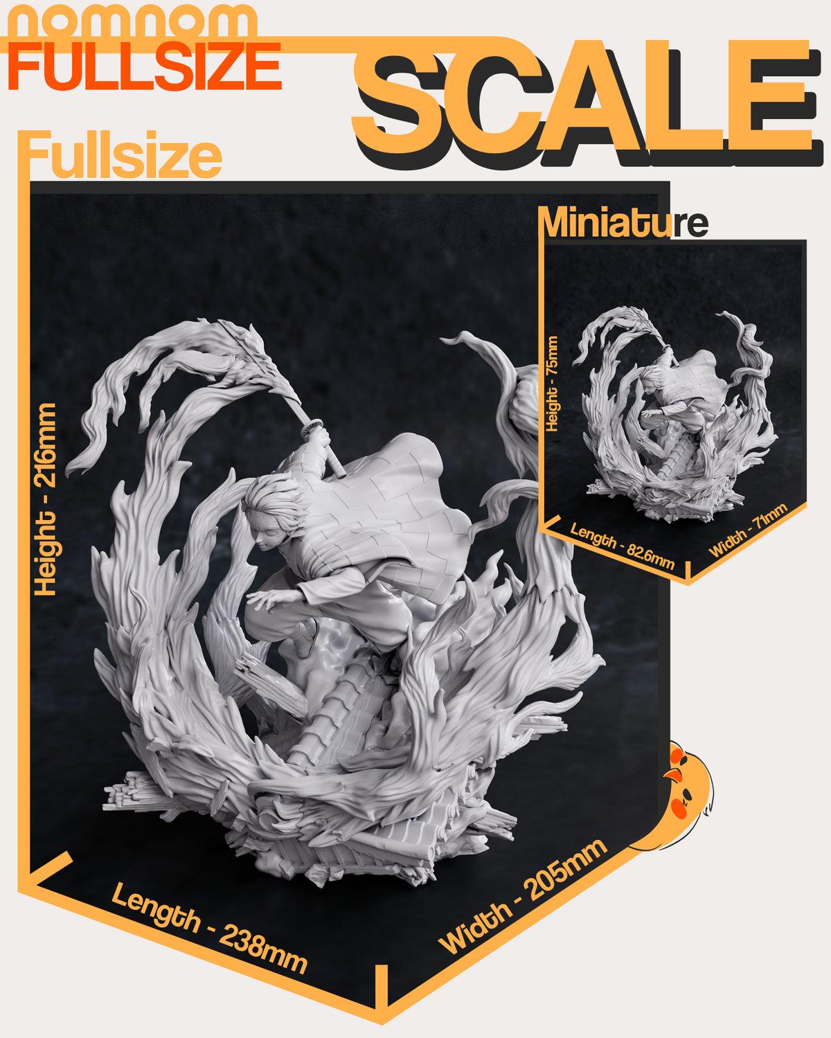 Unpainted Tanjiro from Demon Slayer resin figure crouches on a sculpted water base.