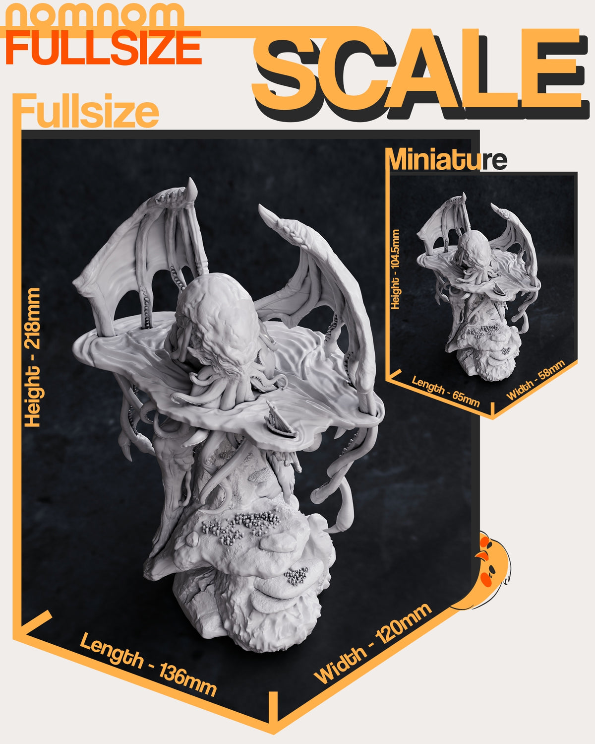 Size comparison image showing height and scale reference for Cthulhu figure.