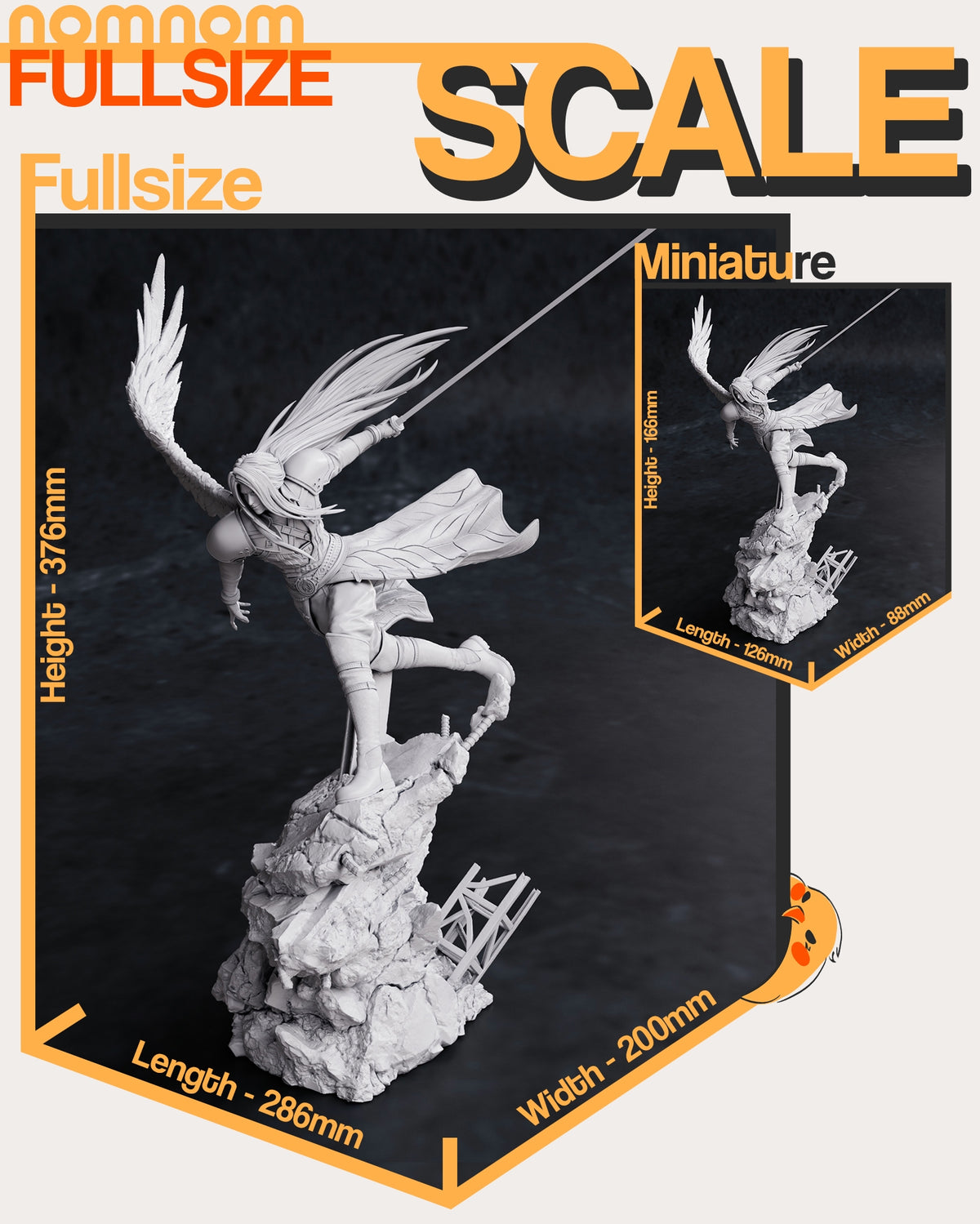 Size comparison image showing height and scale reference for Sephiroth figure.