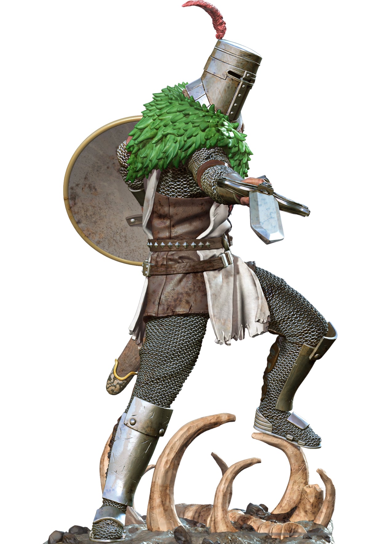 Painted resin figure of Solaire of Astoria from Dark Souls with sword, shield, and sculpted base.