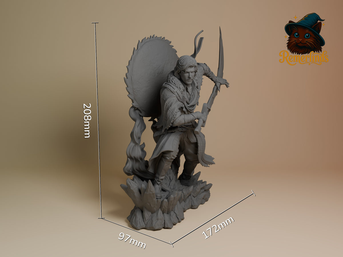 Verso from Expedition 33 is an unpainted resin figure in three-quarter view, crouching with bow on a rocky base.