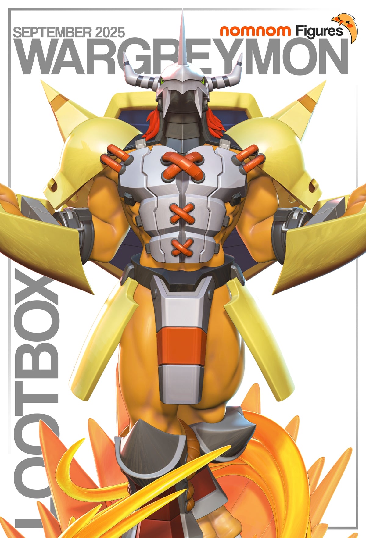 Fully painted sample of Flame-Armored Dragon-Knight from Cybermon by Nomnom, showing intended final look for display reference.
