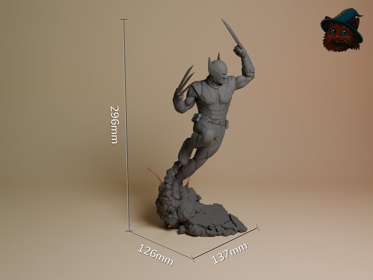 Feral Claw from Heroic Multiverse resin figure is unpainted, leaping from a sculpted base with scale marks.