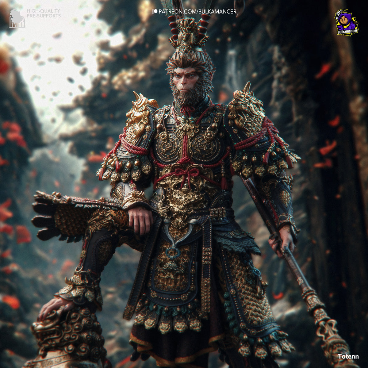 Fully painted sample of Wukong from Destined One by Bulkamancer, showing intended final look for display reference.