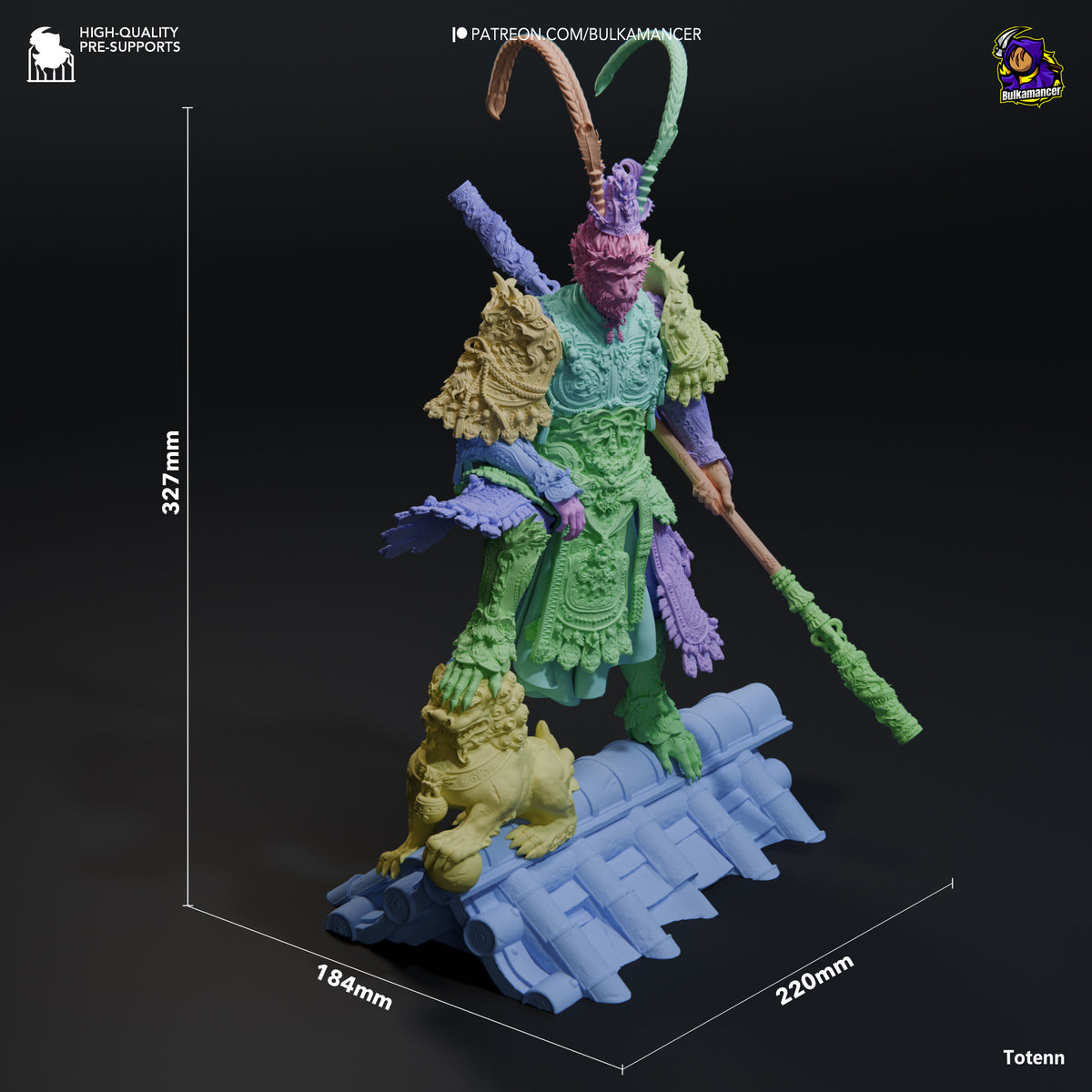 Size comparison image showing height and scale reference for Wukong figure.