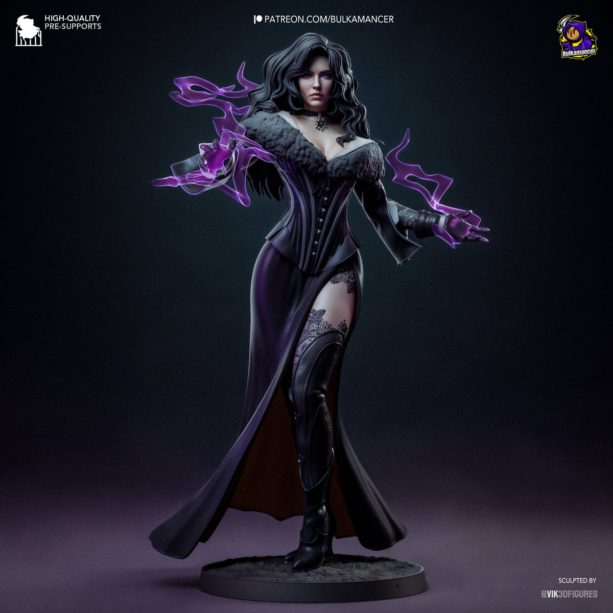Fully painted sample of female sorceress from Monster Hunter Geraldo by Bulkamancer, showing intended final look for display reference.