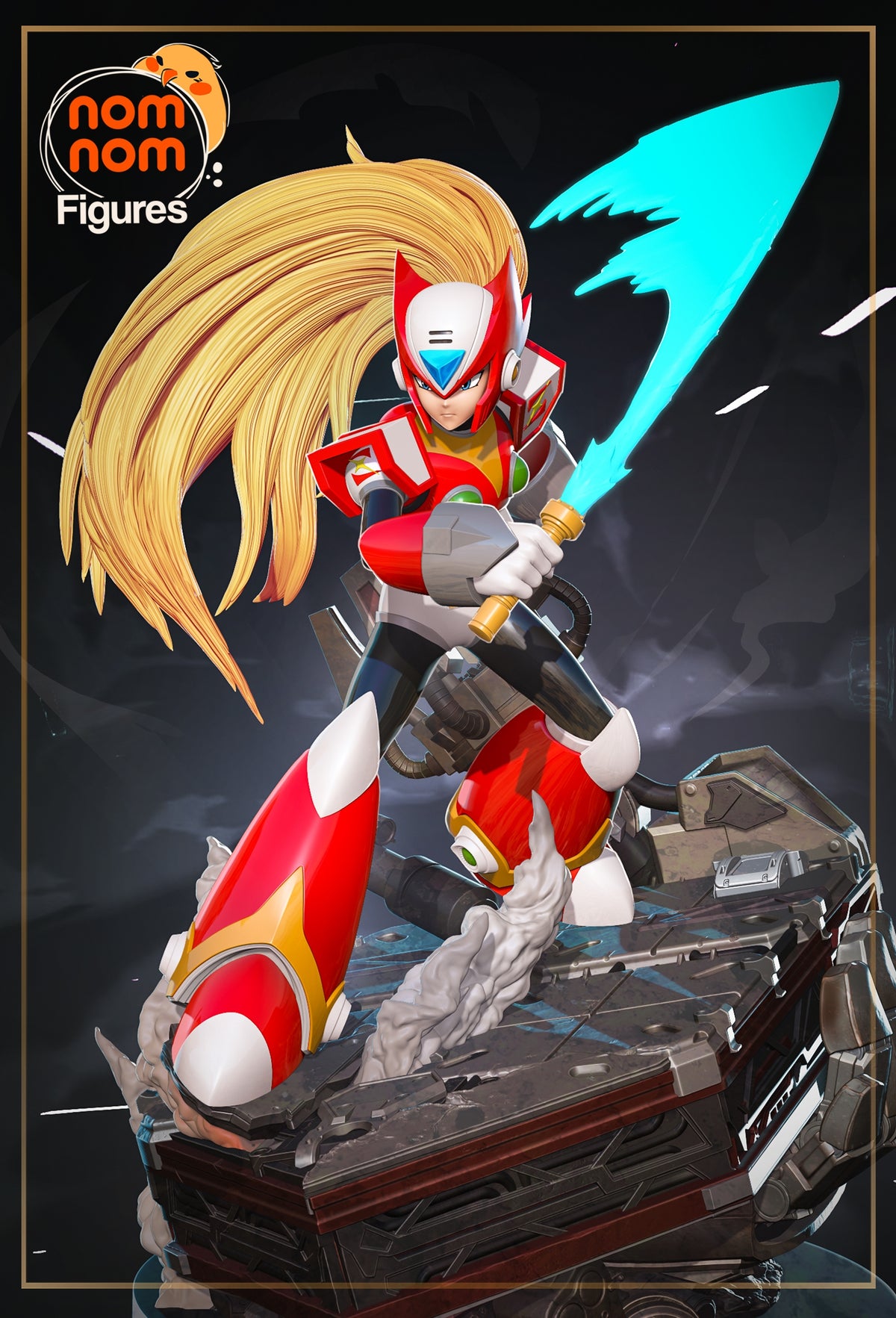 Fully painted sample of Nullblade from Mega Dude by Nomnom, showing intended final look for display reference.