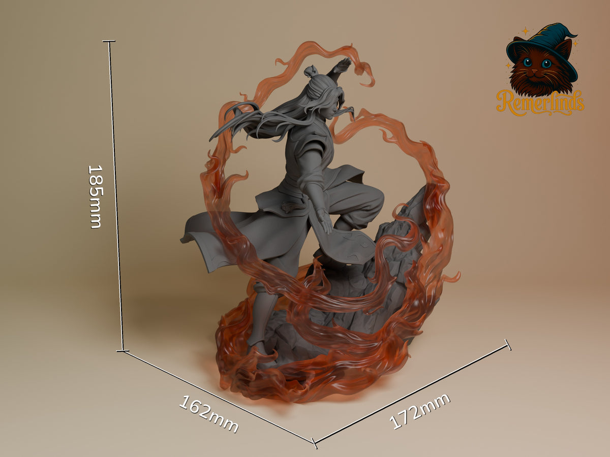 Zuko from Avatar: The Last Airbender is an unpainted resin figure crouching on a rocky base, measuring 185mm tall.