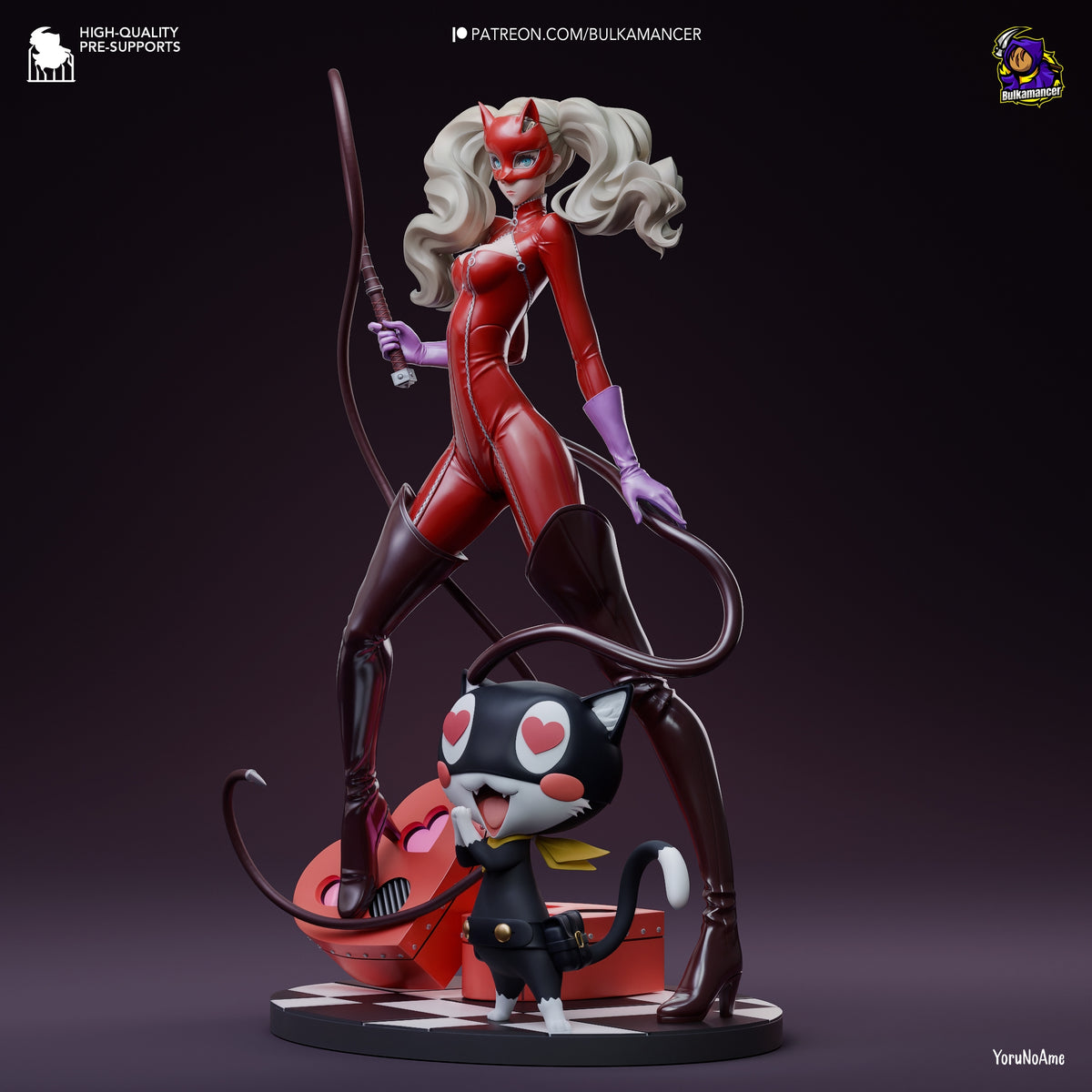 Front beauty view of Ann Takamaki from Persona 5 as a painted resin figure with Morgana on a base.