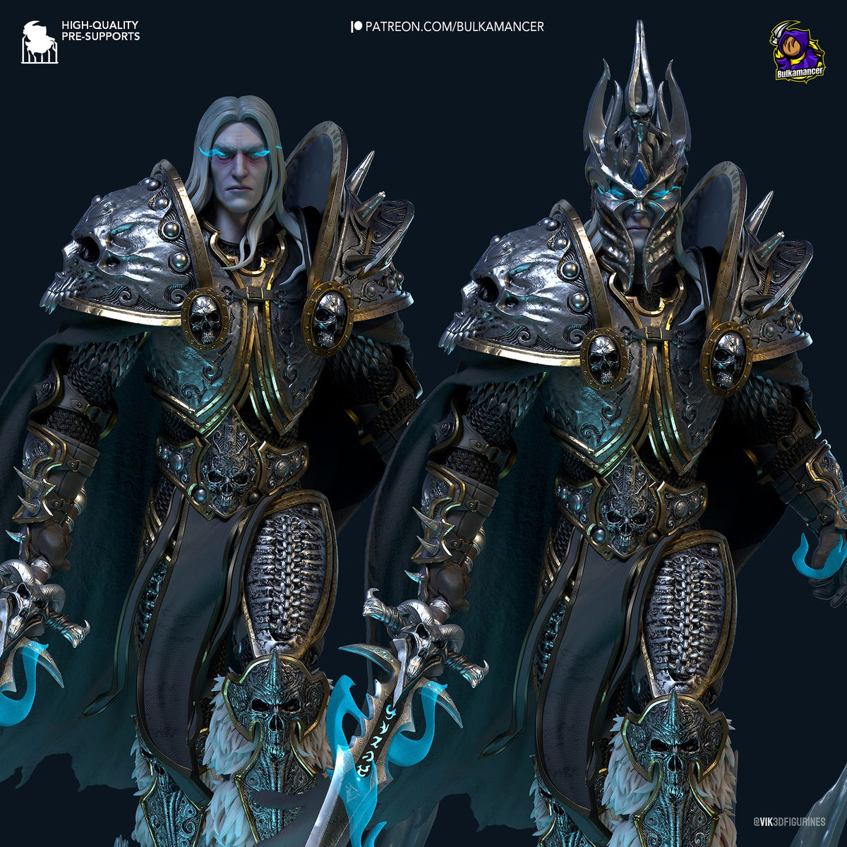 Fully painted sample of Arthos from World of War Realms by Bulkamancer, showing intended final look for display reference.