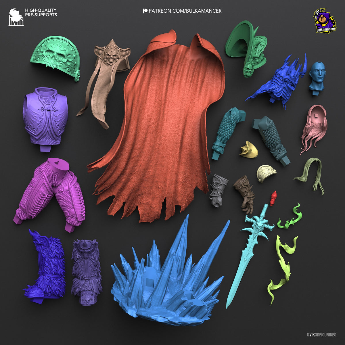 Parts breakdown image showing individual components and assembly layout for Arthos figure.