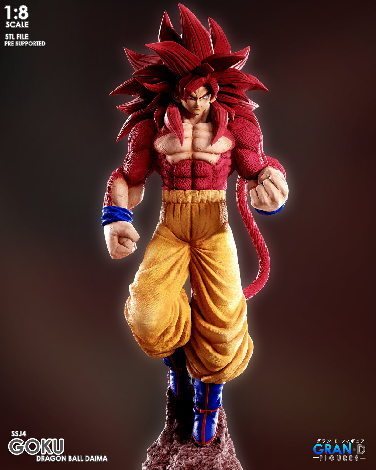 Solar Warrior from Dragon Sphere Y is a painted resin figure, front-facing with clenched fists on a rocky base.