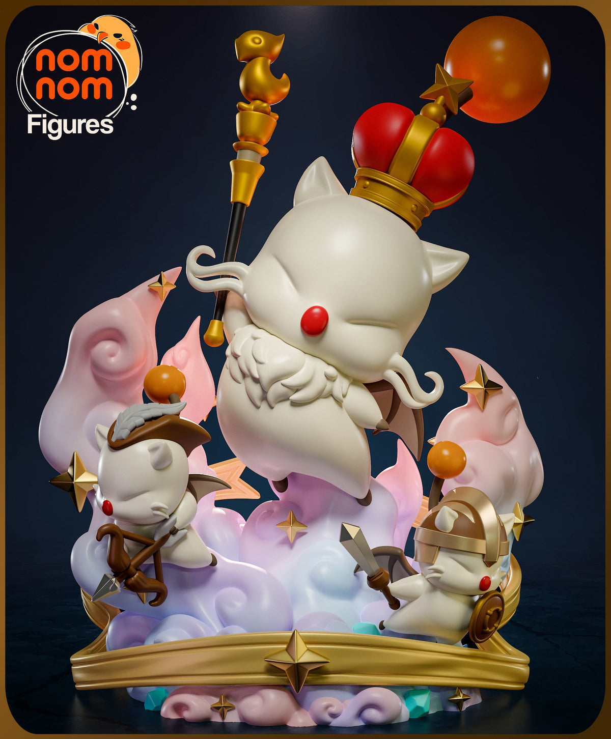 Moogle King Mog XII from Final Fantasy is a painted resin Chibi figure on a sculpted cloud base.