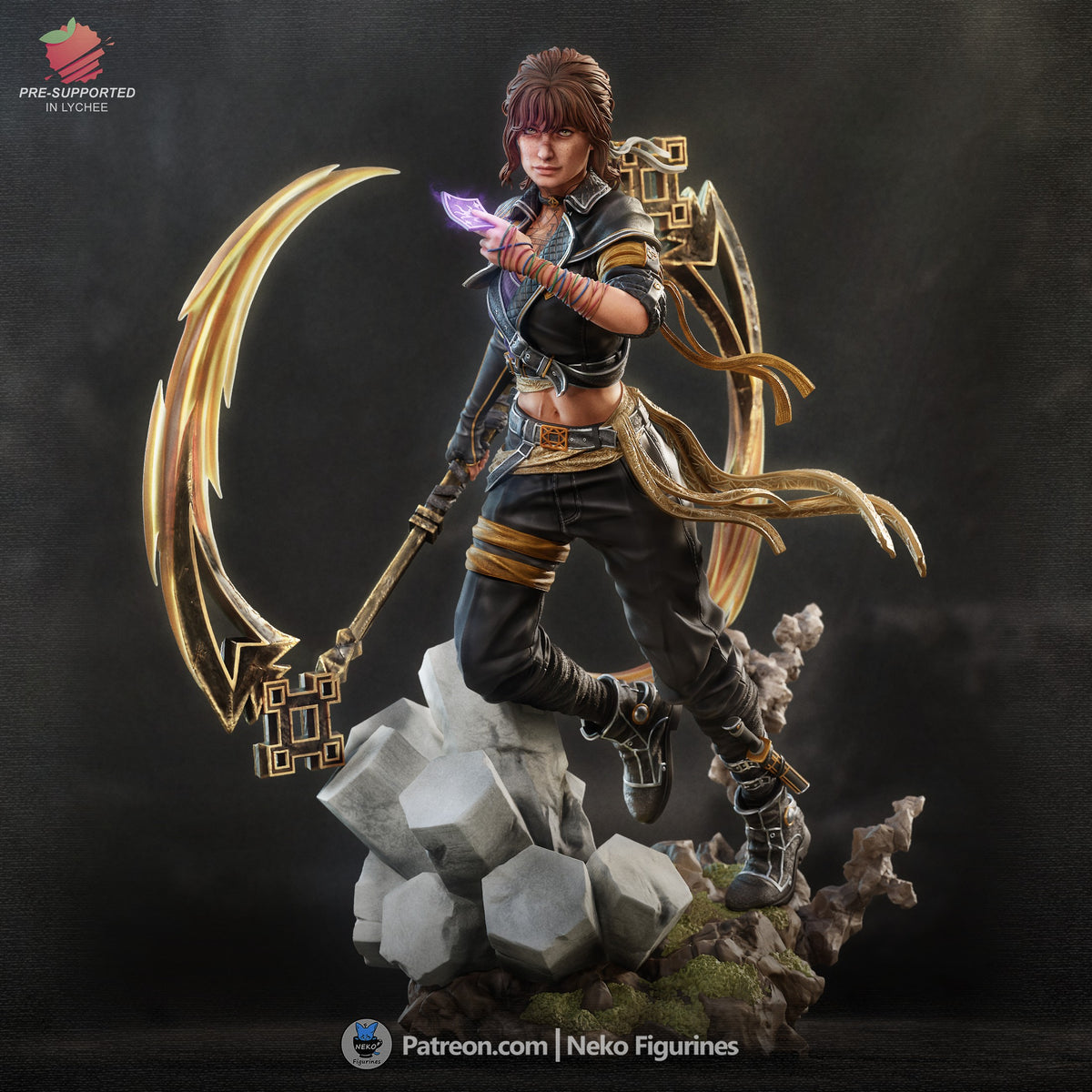 Sciel from Expedition 33 is a painted resin figure posed with a bow on a rocky sculpted base.