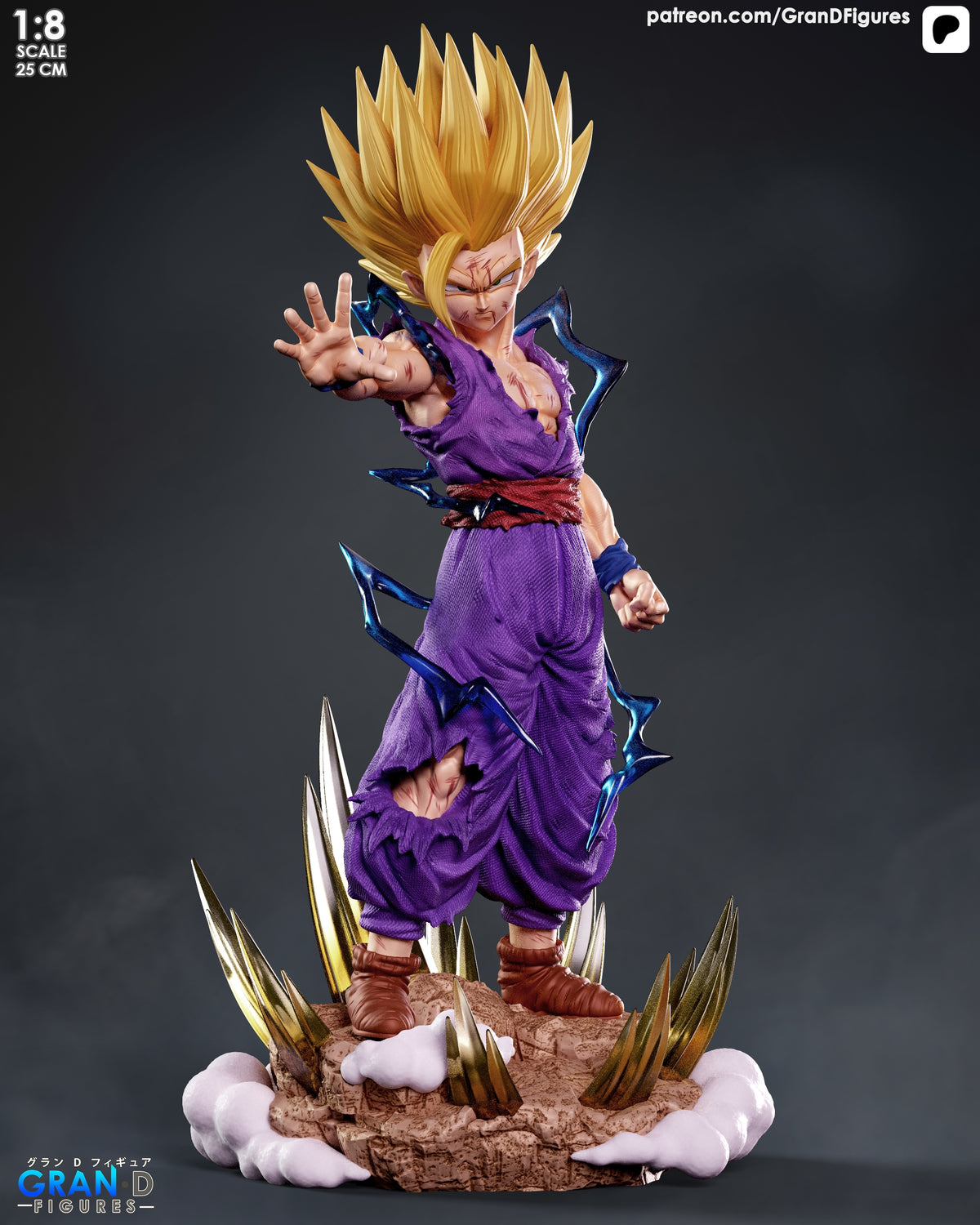 Painted Solar Tempest resin figure from Dragon Sphere Y lunges forward on a sculpted rocky base.