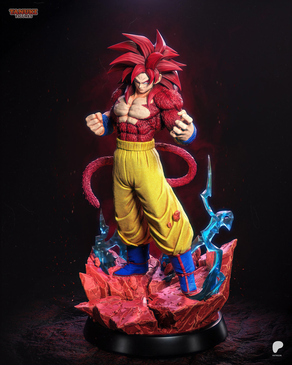 Painted Gakeh from Dragon Sphere Y faces front, fists raised on rocky base as a resin figure.
