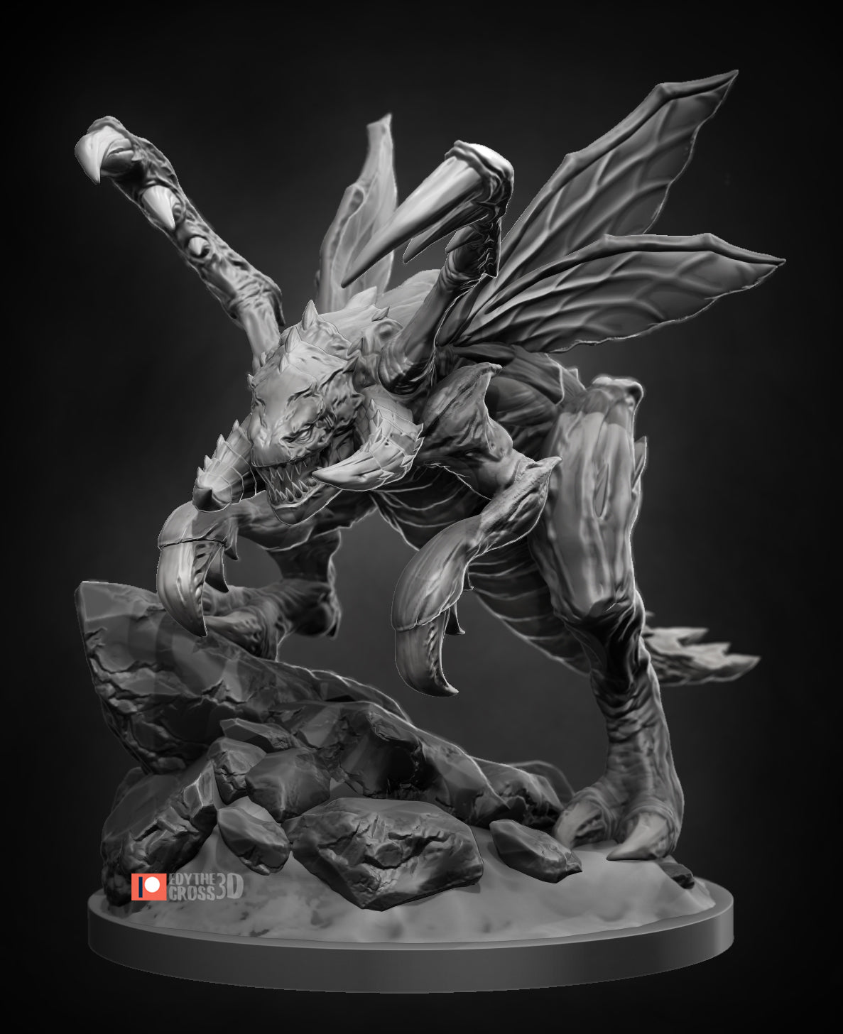 Fully painted sample of Alien Whelp from Starforge Saga by Nomnom, showing intended final look for display reference.