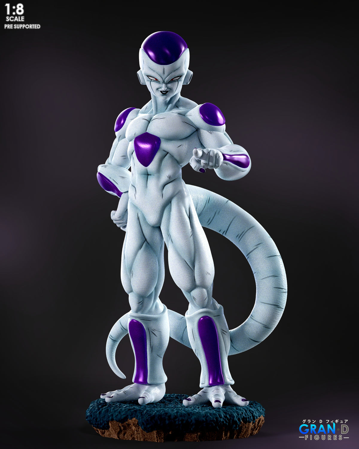 Front-facing Void Emperor resin figure from Dragon Sphere Y stands on a rocky sculpted base, arm extended.
