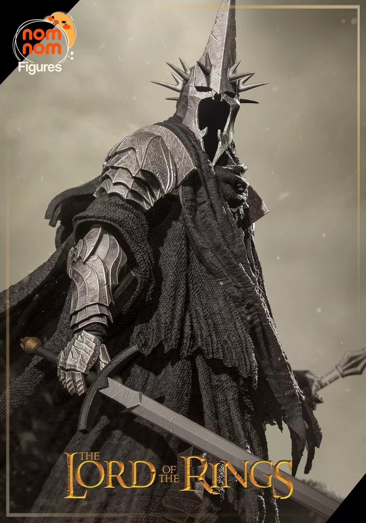 Painted Witch King of Angmar resin figure from Lord of the Rings shown close-up with sword.
