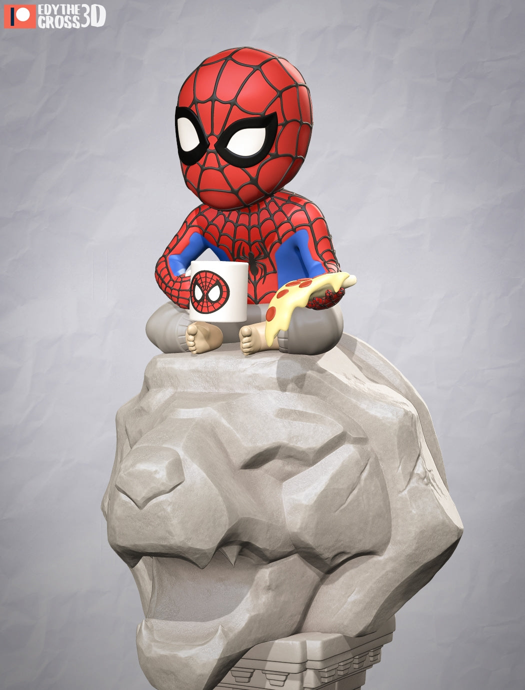 Fully painted sample of Webbed Guardian from Spiderman by Nomnom, showing intended final look for display reference.