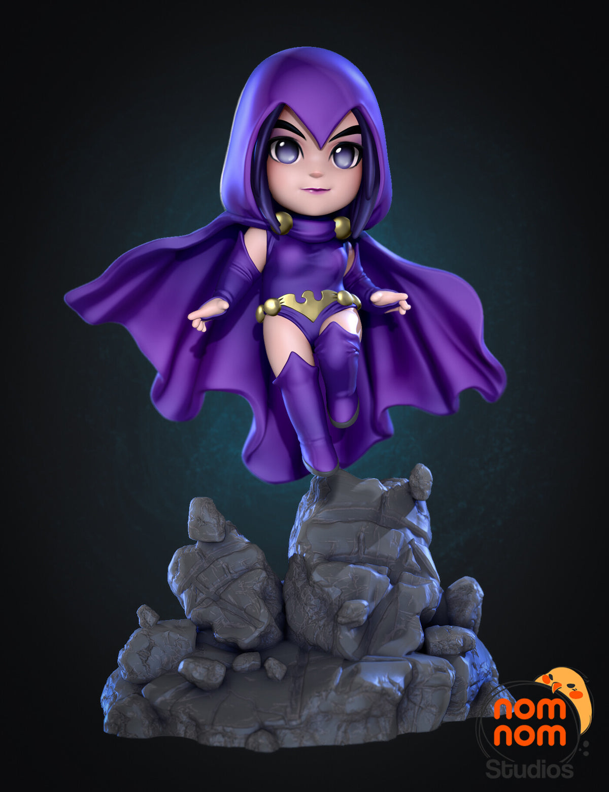 Fully painted sample of Azara, Shadow Sorceress from Teen Heroes Squad by Nomnom, showing intended final look for display reference.