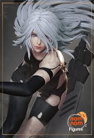 Fully painted sample of Android Warrior from NieR: Automata by Nomnom, showing intended final look for display reference.