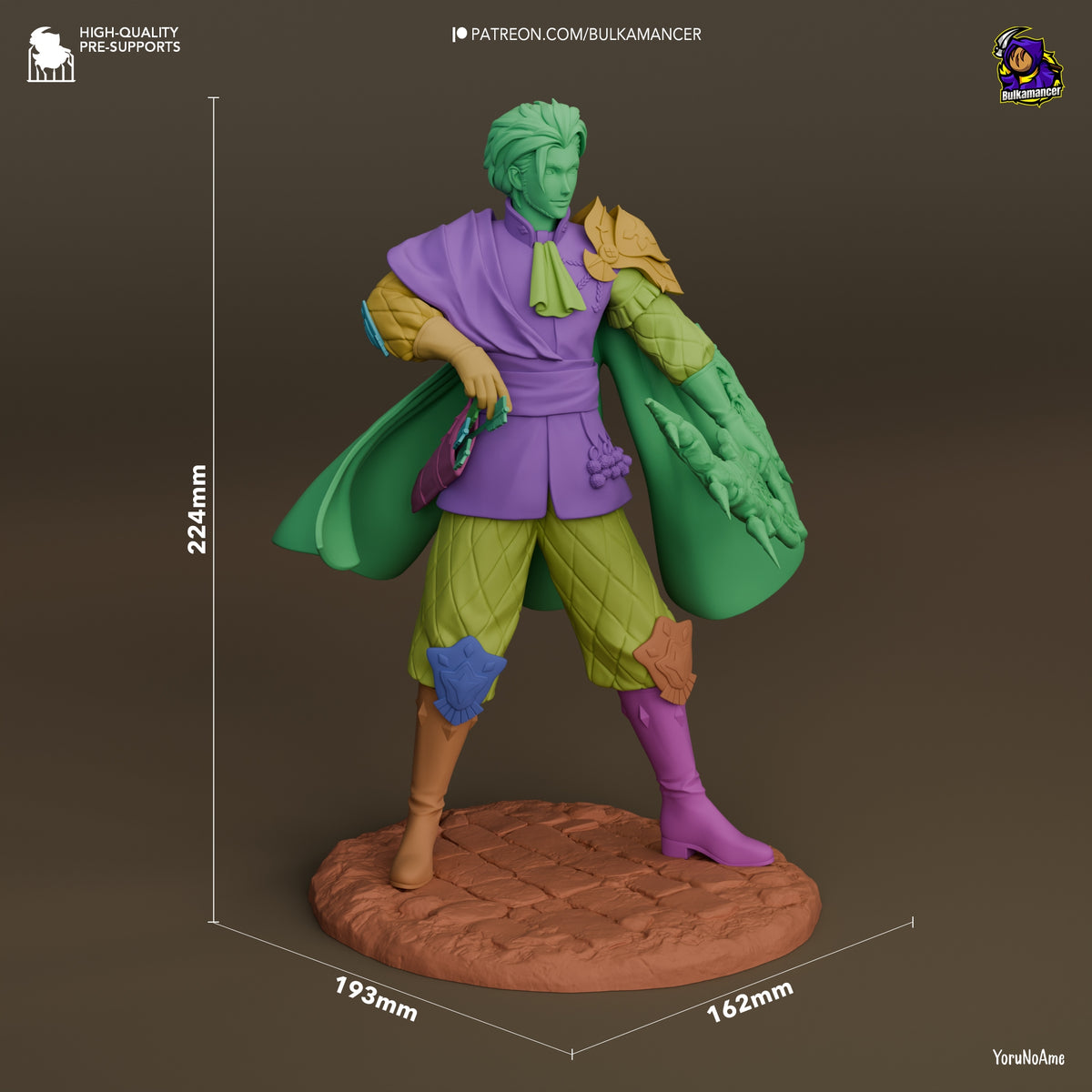 Golden Strategist from Fire Symbol resin figure is shown unpainted and multicolored at 224mm tall.