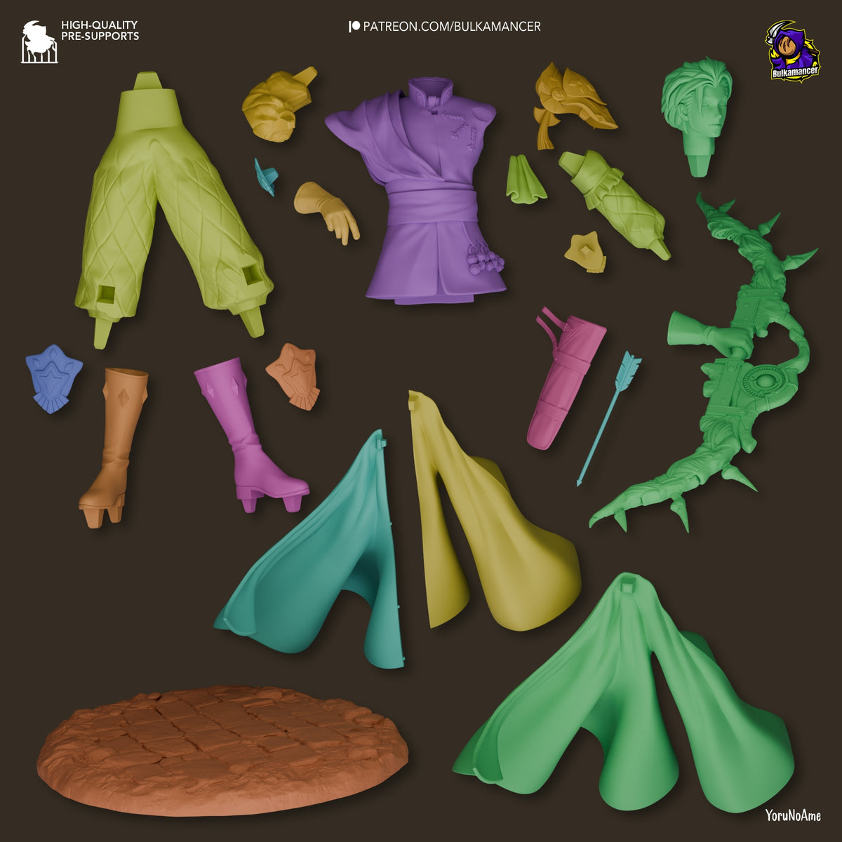 Golden Strategist from Fire Symbol resin figure shown unpainted in separate parts with a sculpted base.