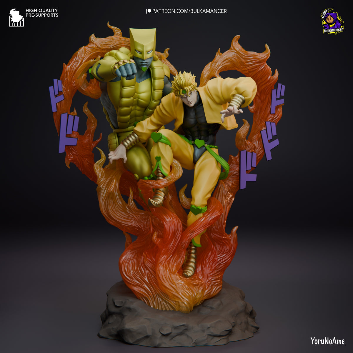 Dio and the World resin figure from Jojo's Bizarre Adventures shows Dio before the World, painted on a rocky base.