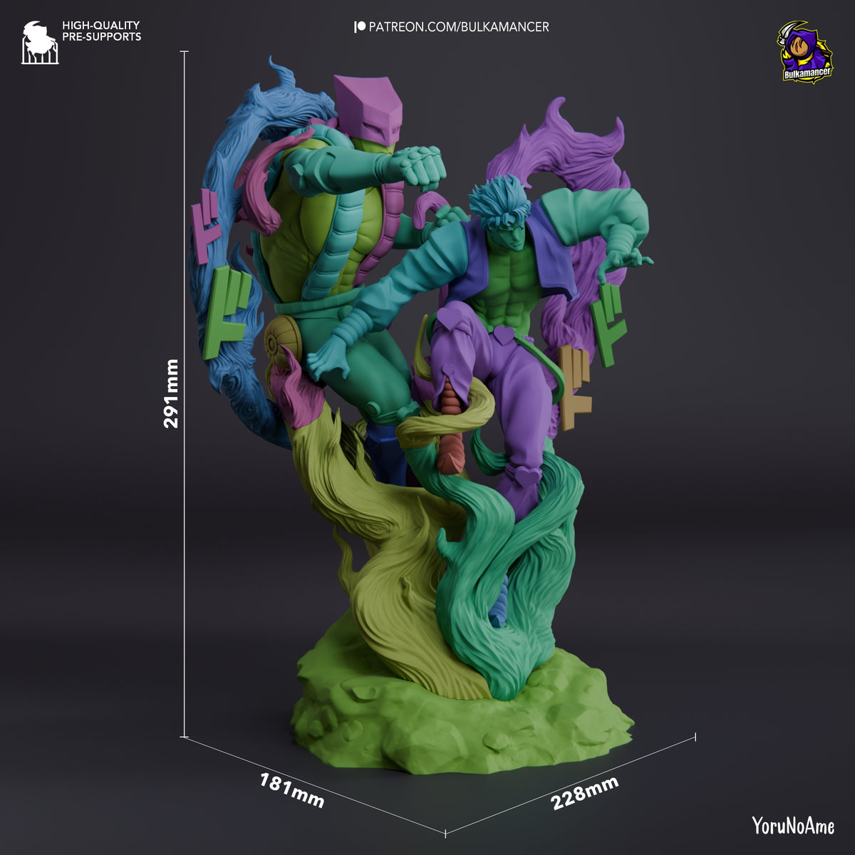Painted Dio and the World resin figure from Jojo's Bizarre Adventures shows a front pose on a sculpted base.