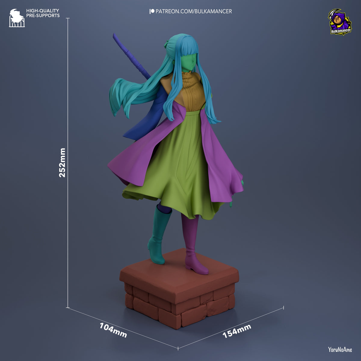 Fern from Frieren: Beyond Journey's End is a painted resin figure in three-quarter pose on brick base with staff and scale.