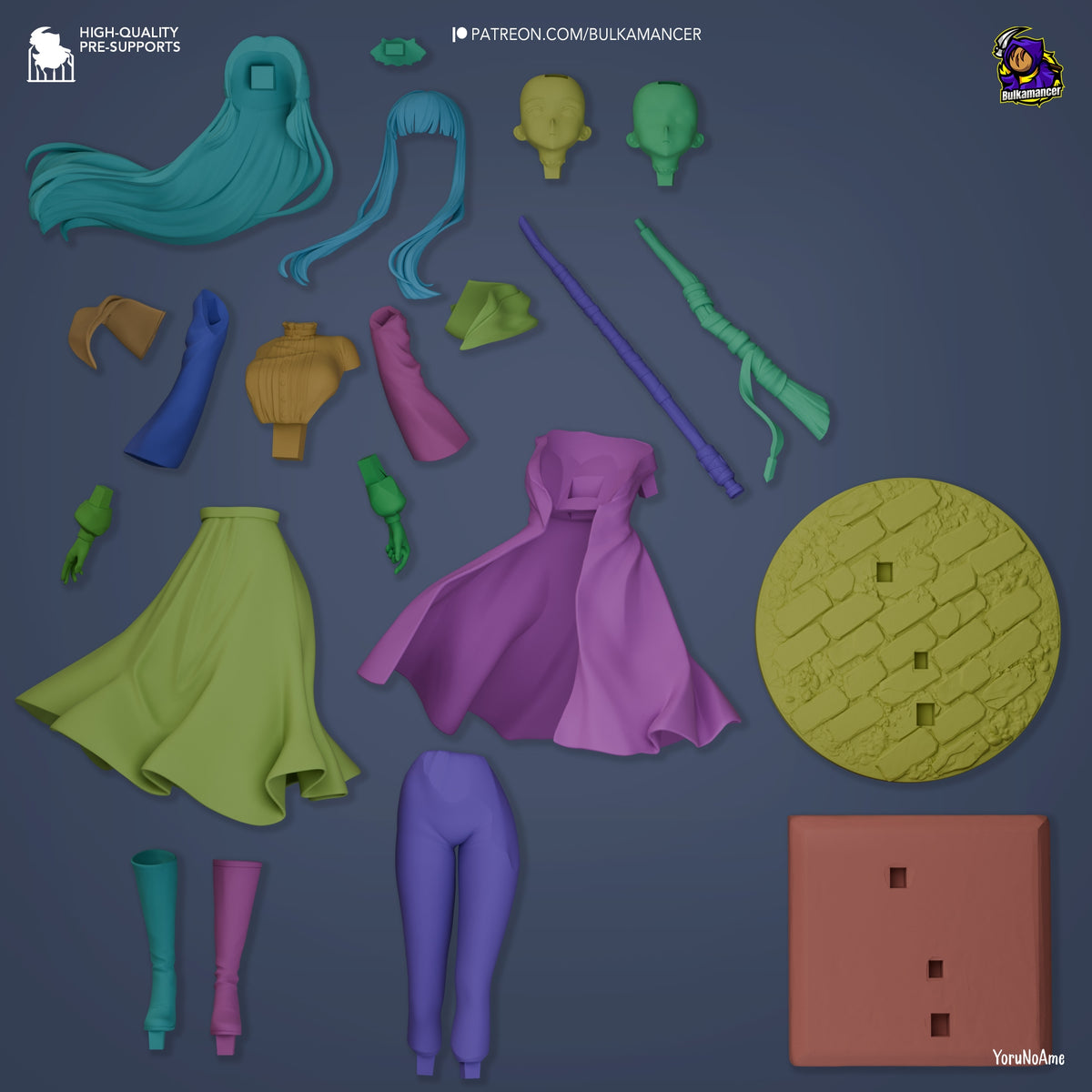 Fern from Frieren: Beyond Journey's End parts are unpainted resin figure pieces with robes, staff, hands, and a sculpted ba.