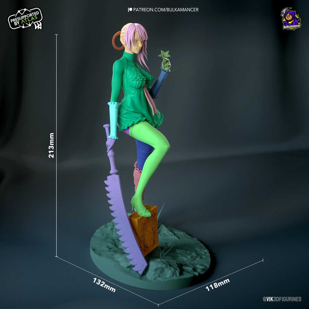 Kainé from NieR: Automata is a three-quarter-view, unpainted resin figure posed on a sculpted base.
