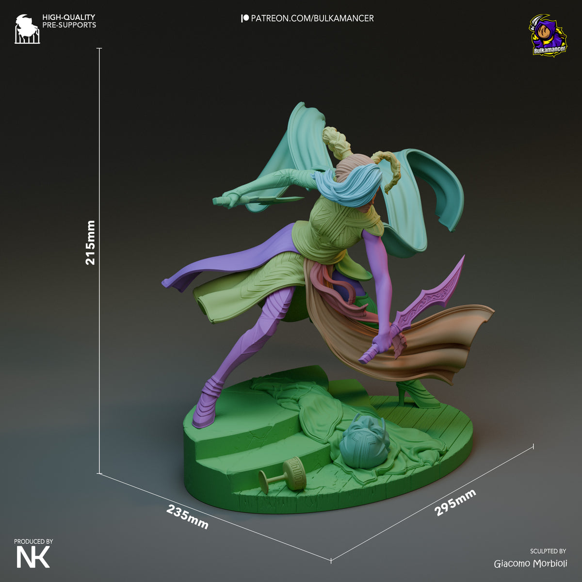 Katarina from League of Legends is a painted resin figure in a three-quarter lunging pose on a sculpted base.
