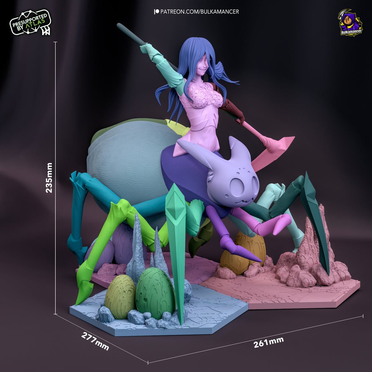 Kumoko and her Children from So I'm a Spider, So What? resin figure is shown unpainted in varied colors on a sculpted base.