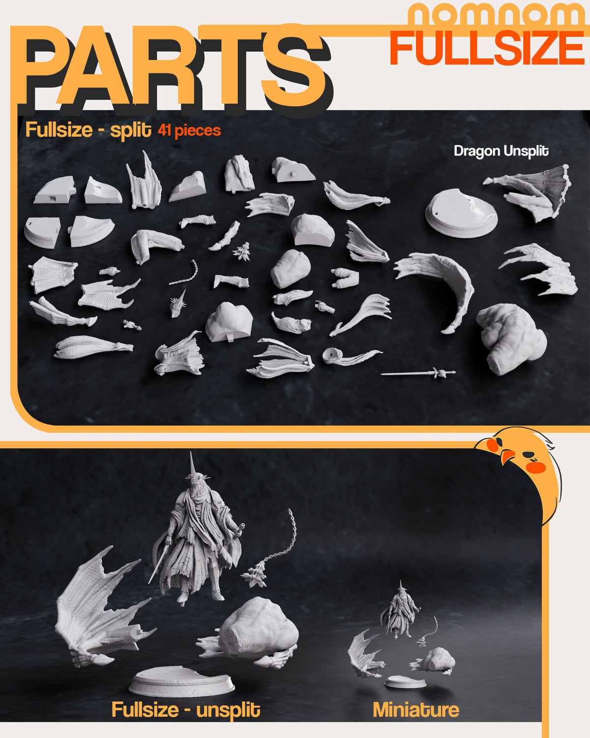 Parts breakdown for Witch King of Angmar from Lord of the Rings: individual components and assembly layout of the figure.