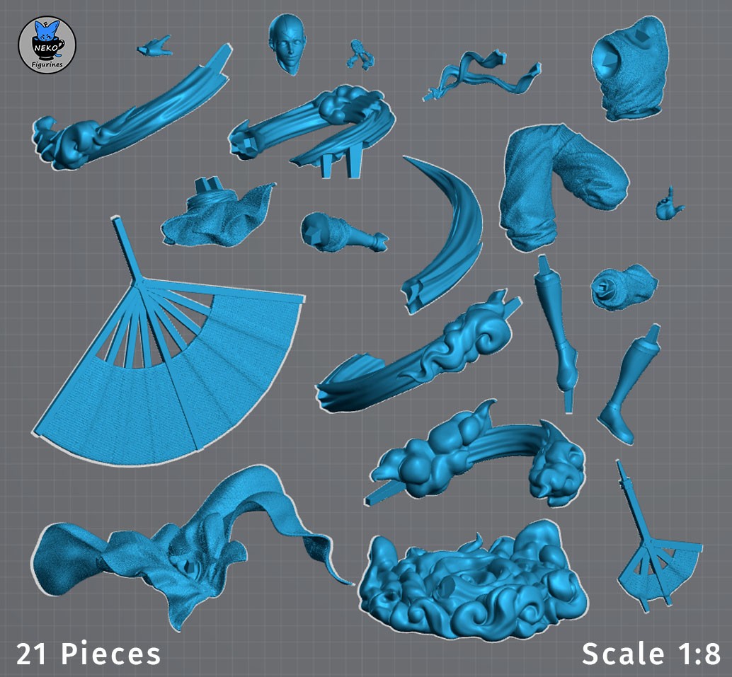 Galeborn from Avatar: The Last Airbender has 21 unpainted resin figure parts and a sculpted base.