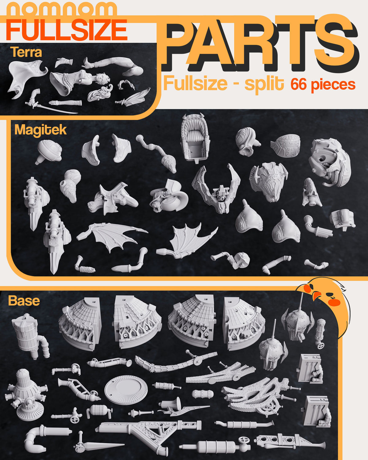Parts breakdown image showing individual components and assembly layout for Terra figure.