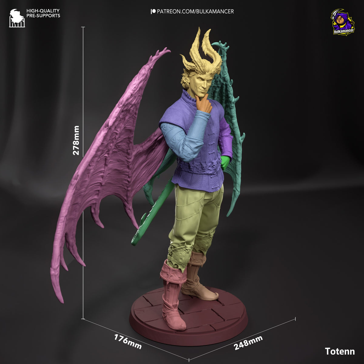 Raphael from Baldur's Gate is a painted resin figure on a sculpted base, wings spread, measuring 278mm tall.